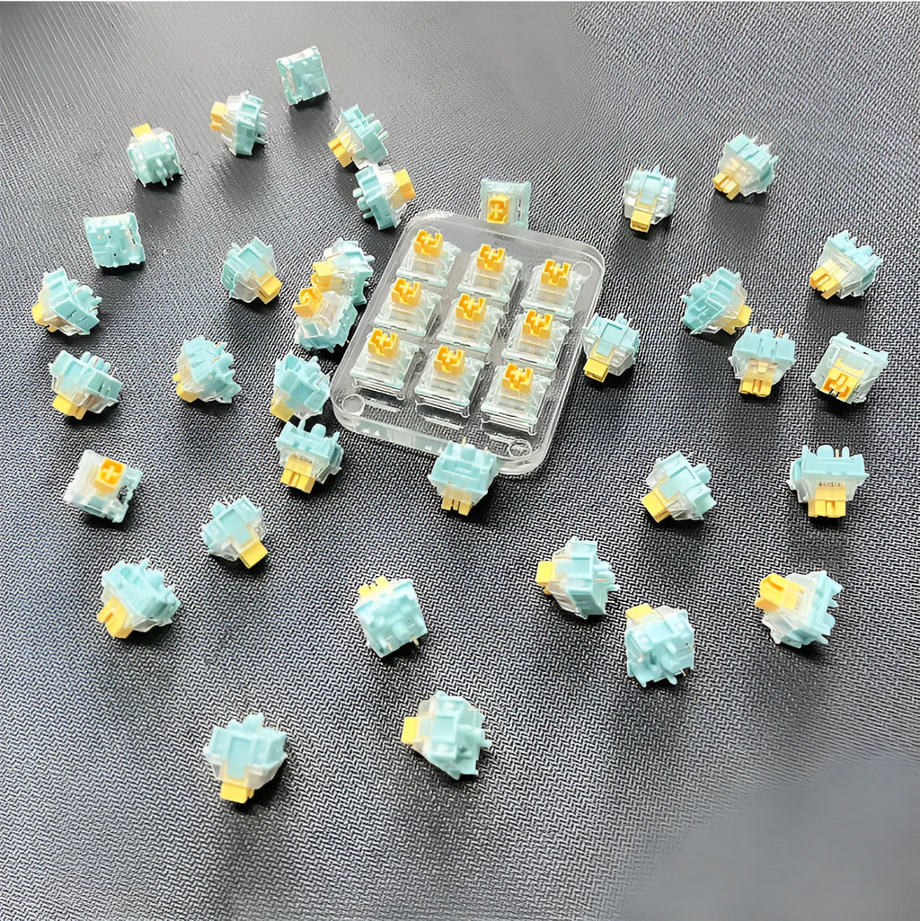 Tiger Mo Sea Salt Lemon PRO Mute mechanical keyboard switches in 36-piece pack for keyboard upgrades