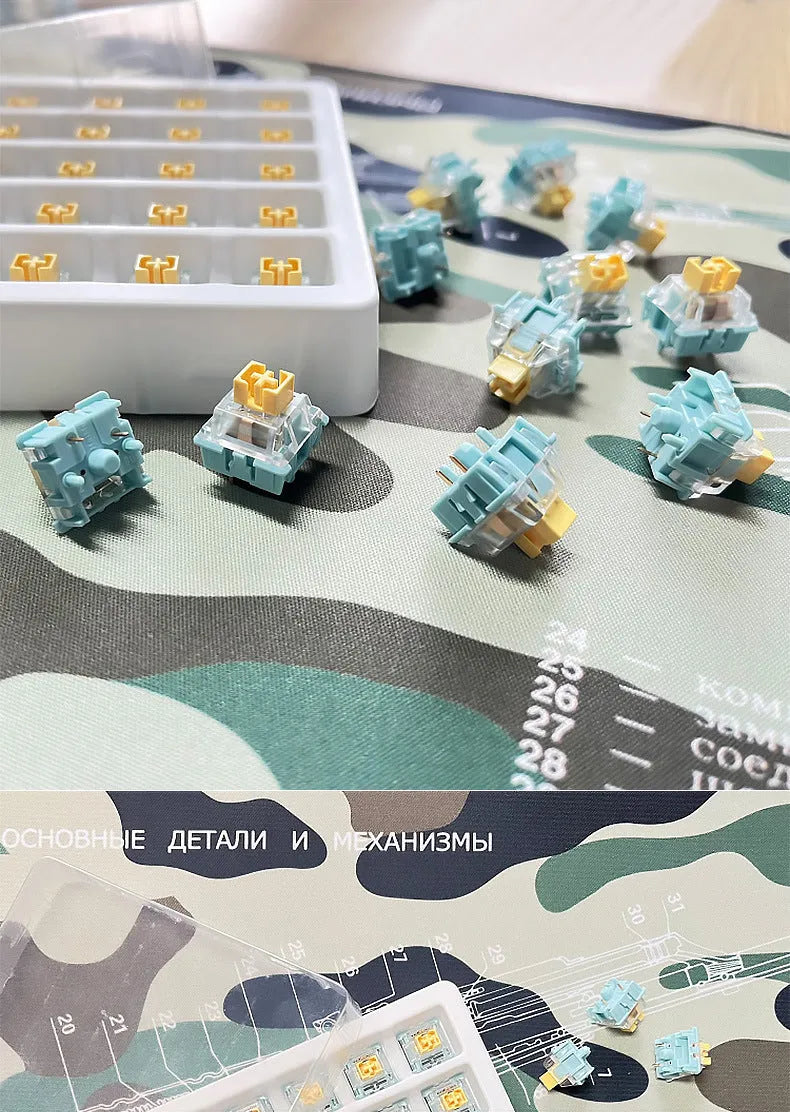 Tiger Mo Sea Salt Lemon PRO Mute mechanical keyboard switches in 36-piece pack for keyboard upgrades