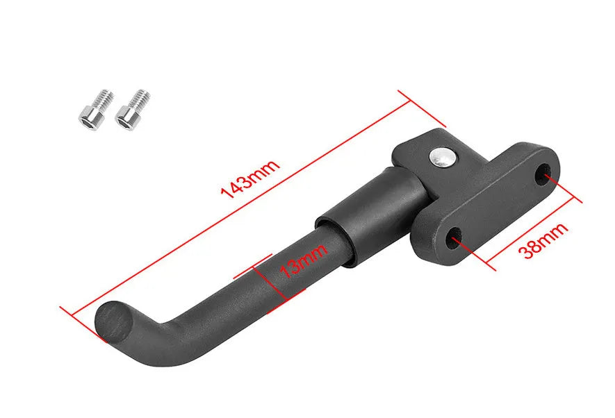 Aluminium alloy electric scooter foot brace accessory in black, white and grey colours with screws