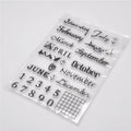 Transparent silicone calendar seal stamp with vintage digital table design for craft projects