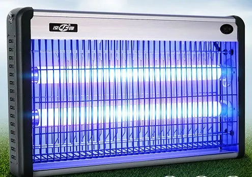 White electric mosquito killing lamp with UV light and metal grid for indoor insect control