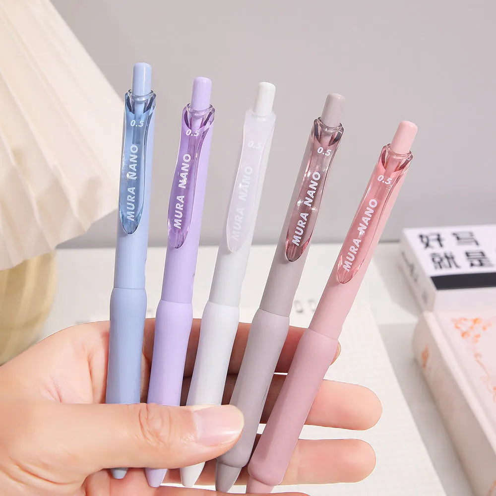 Plastic 0.5mm macaron colour press gel pen in smoked brown for student stationery