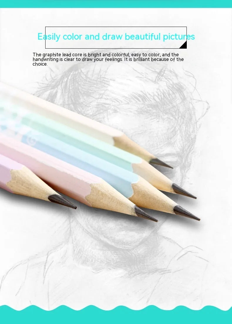 Basswood six-angle thermal transfer pencil with wooden shell, 50-piece barrel pack.