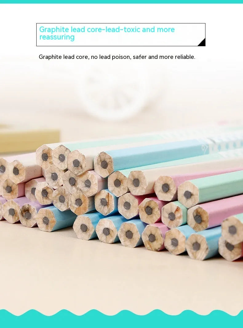 Basswood six-angle thermal transfer pencil with wooden shell, 50-piece barrel pack.
