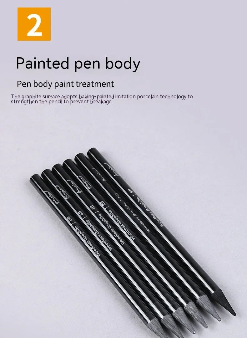 Solid graphite and carbonised drawing pencil set on a suction card pack.