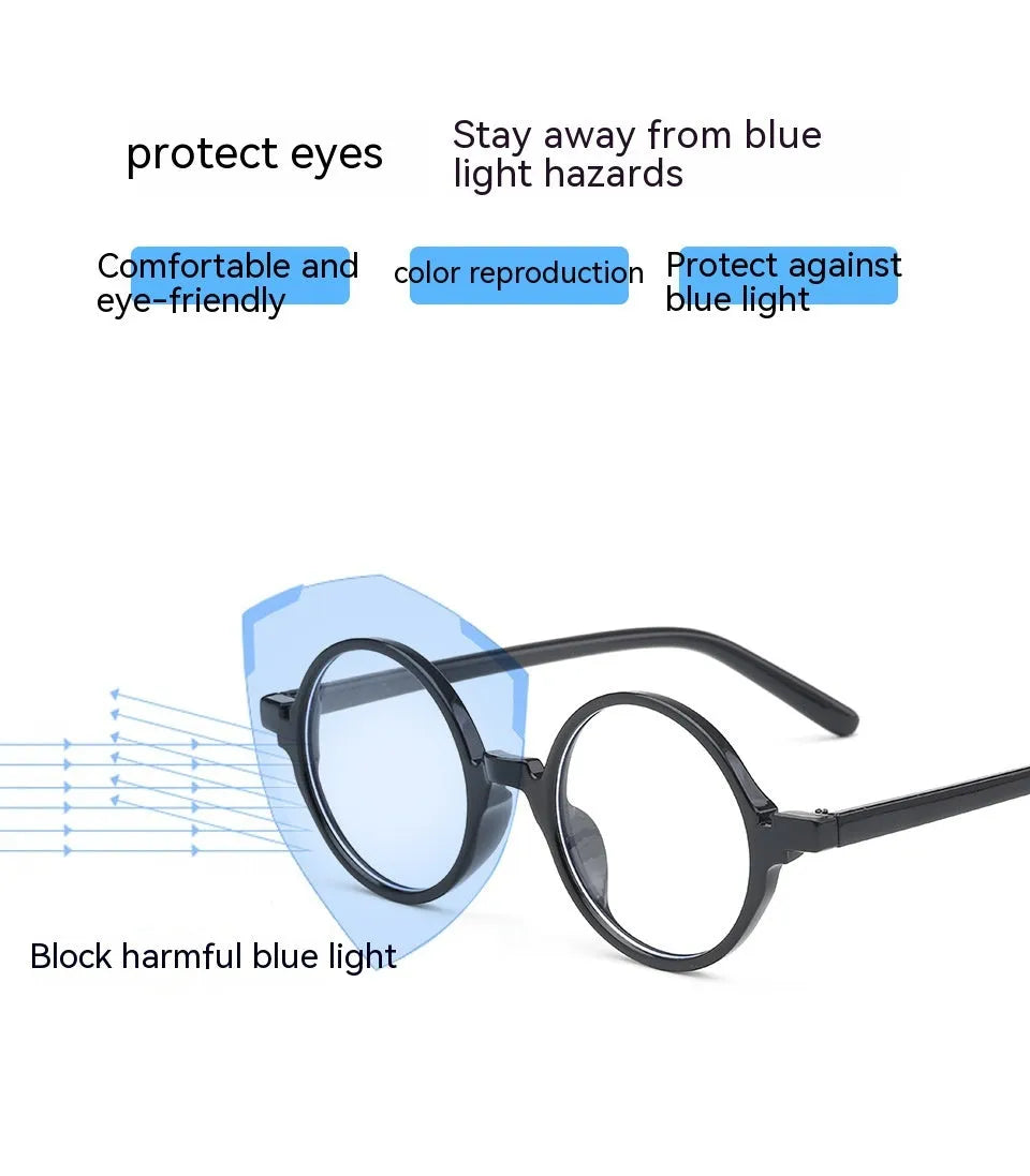 Retro round fashion glasses with circular frames and no diopters in four colour options