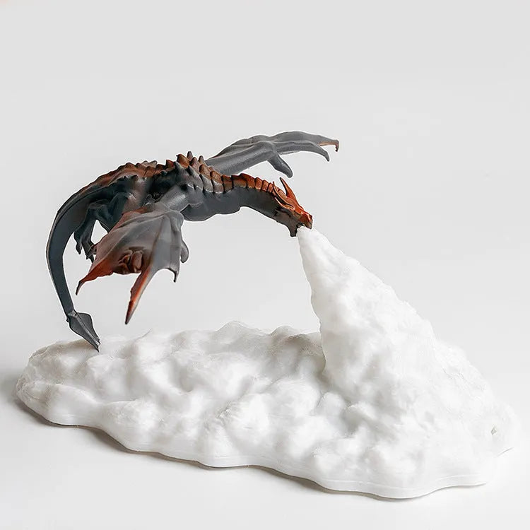 3D printed dragon night light with breathing light effect and USB charging