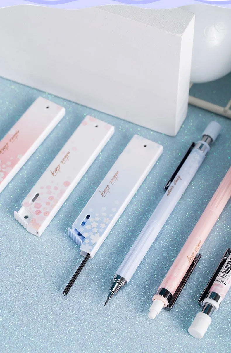 0.5mm automatic pencil set with three mechanical pencils and HB refill boxes