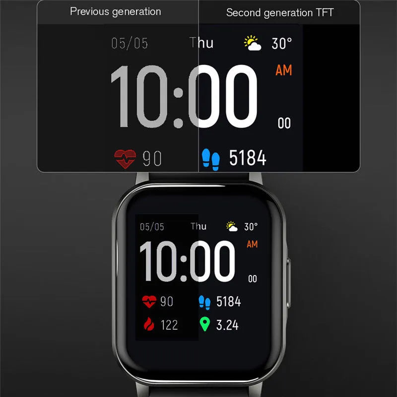 Black waterproof Android smart bracelet with a 1.4-inch touch screen and silicone wrist strap.