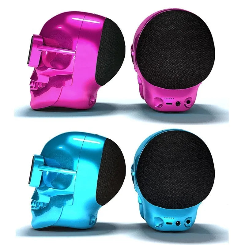 Limited Edition Skull Wireless Bluetooth Speaker in six colour options showing compact portable design
