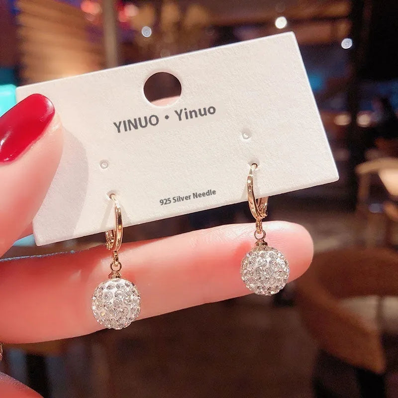 Women's geometric earrings with zircon accents and electroplated finish in multiple colour options