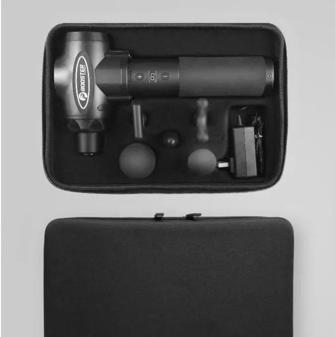 Professional muscle relaxation massager massage gun showing black and white colour options