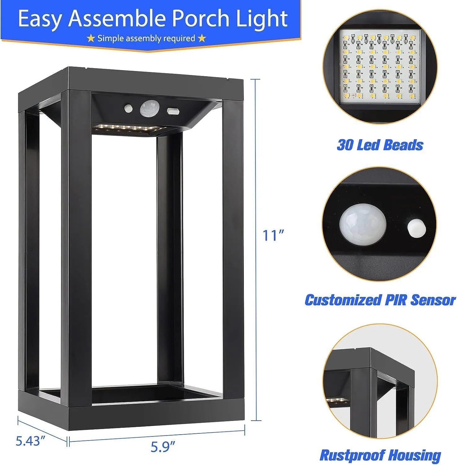 Modern Chinese-style outdoor solar wall lamp with plastic housing for garden and courtyard mounting.