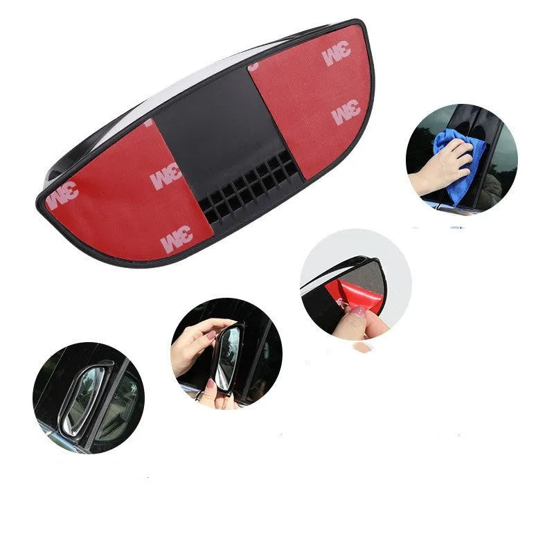 Black universal wide angle car mirror extension with two-row design for blind spot visibility
