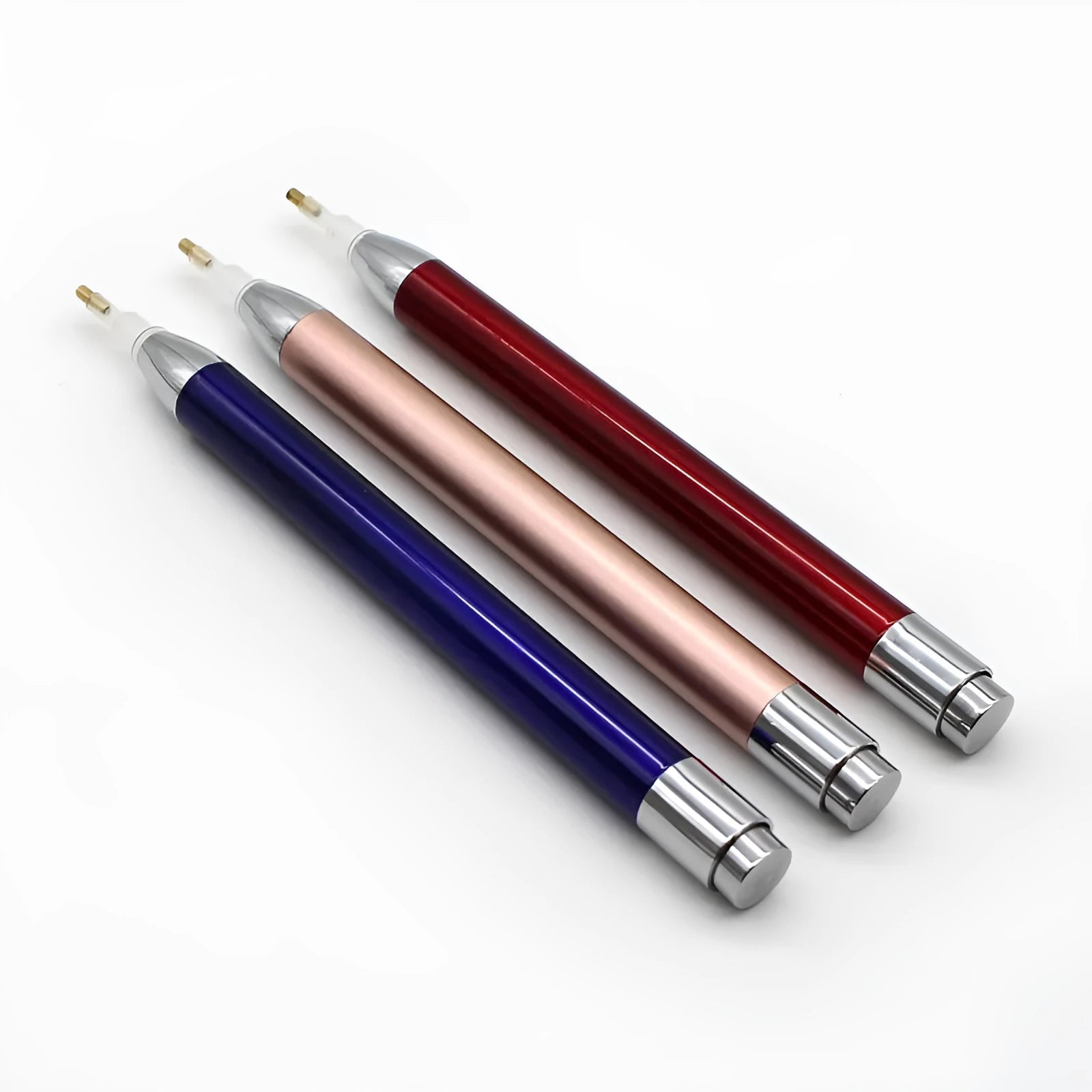Aluminium alloy diamond painting drill pen with luminous tip in gold, red or blue colour options