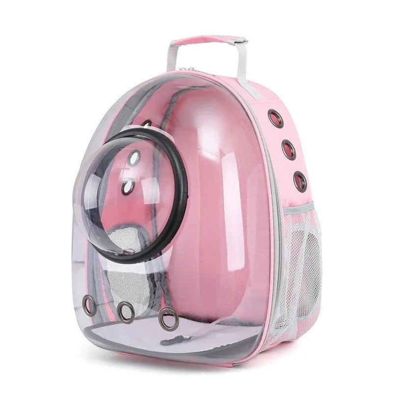 Grey hard-shell pet carrier bag with side opening for medium-sized cats or small dogs.