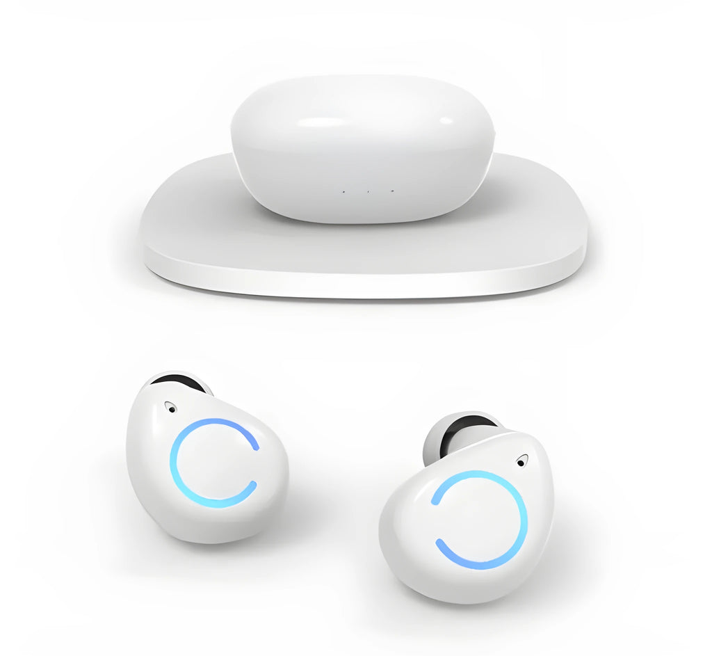 M18 true wireless stereo in-ear headset in black and white colour options