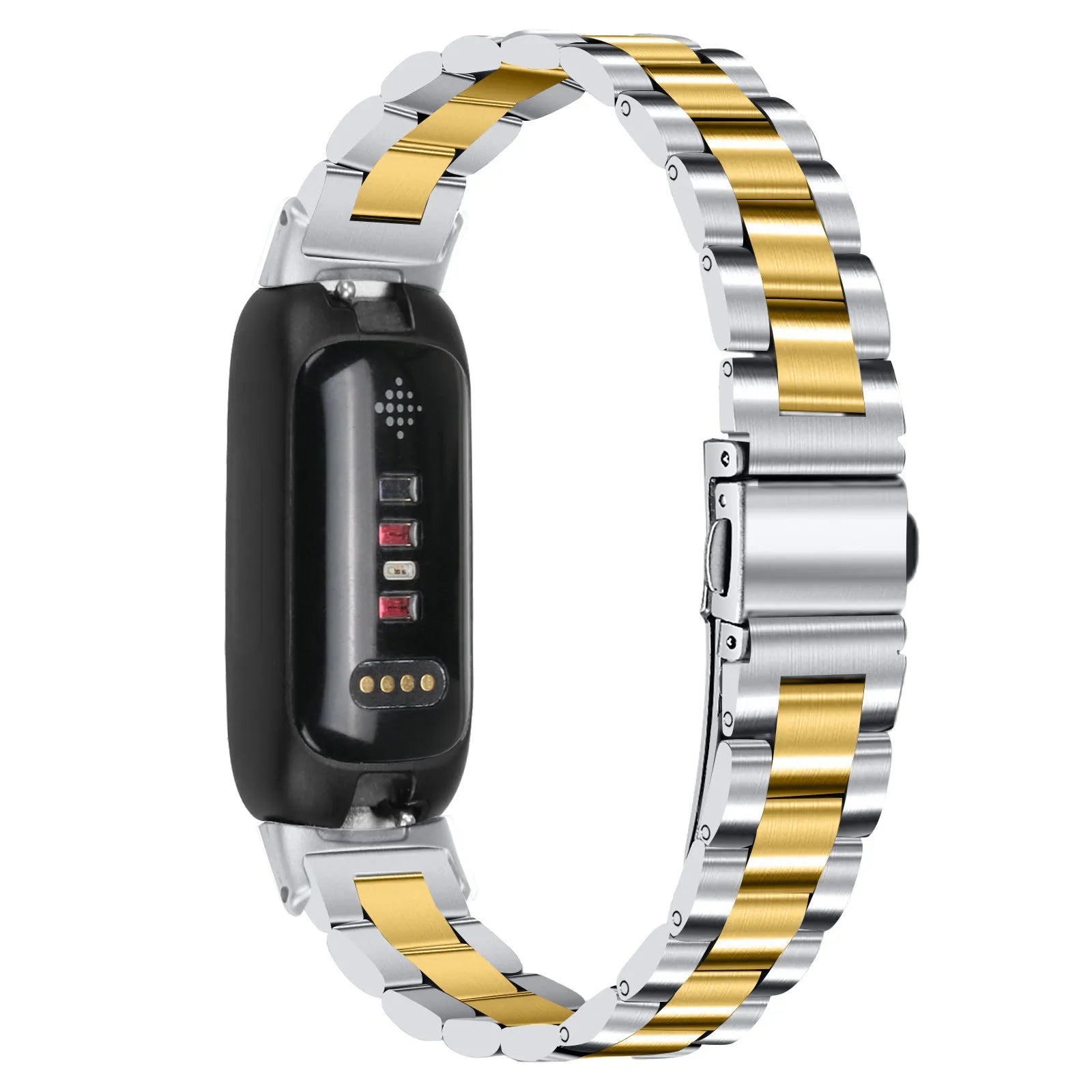 Stainless steel three-bead watch strap for Fitbit Inspire3 in multiple colour options
