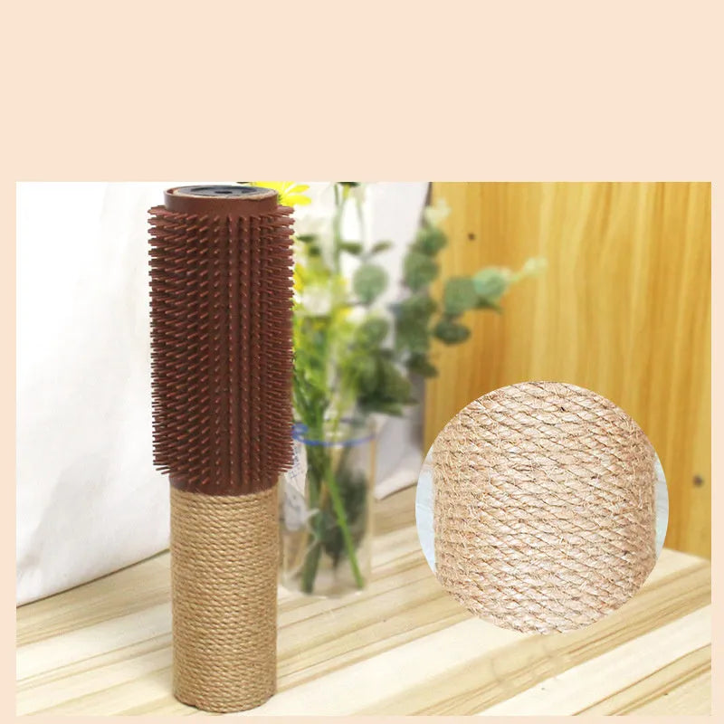Brown or grey sisal scratching post for cats, measuring 30cm tall.