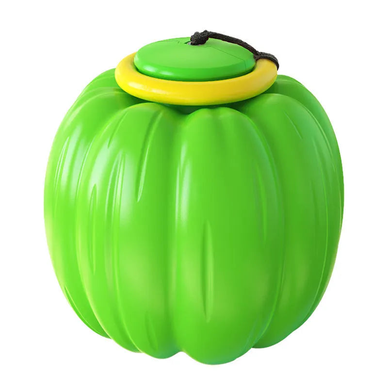 Plastic pumpkin-shaped squeaker dog ball for small dogs, 69mm diameter