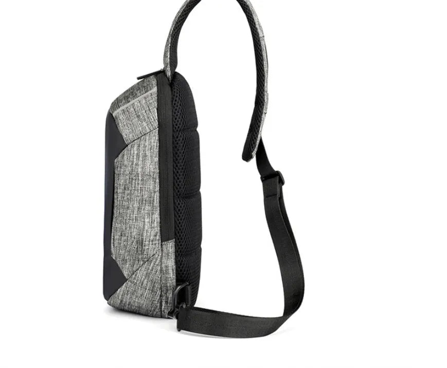 Oxford cloth waterproof chest bag in dark blue with zip opening and cross-body strap