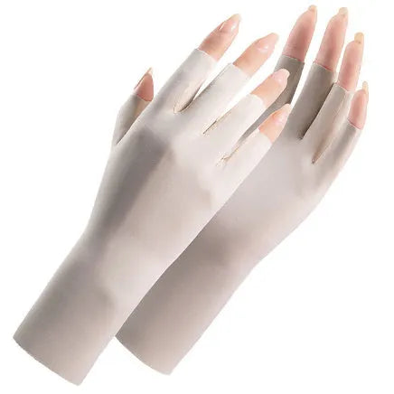 Women's thin ice silk sunscreen gloves with UPF50 protection in multiple colours