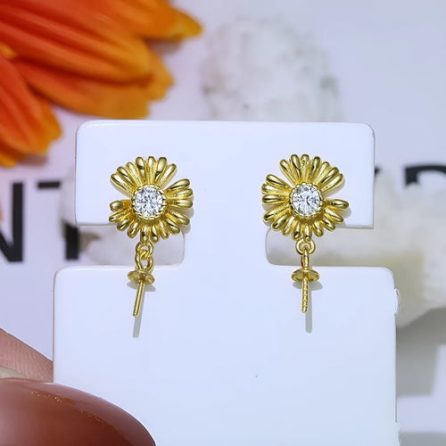 Baroque sterling silver S925 earrings with attached ring holder in gold or silver finish.