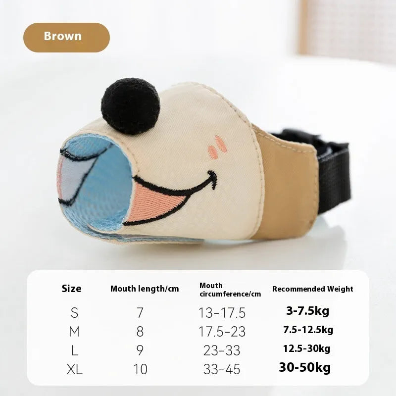 Canvas dog muzzle in Ollie Brown Bear colour, shown in size L for dogs 12.5-30kg.