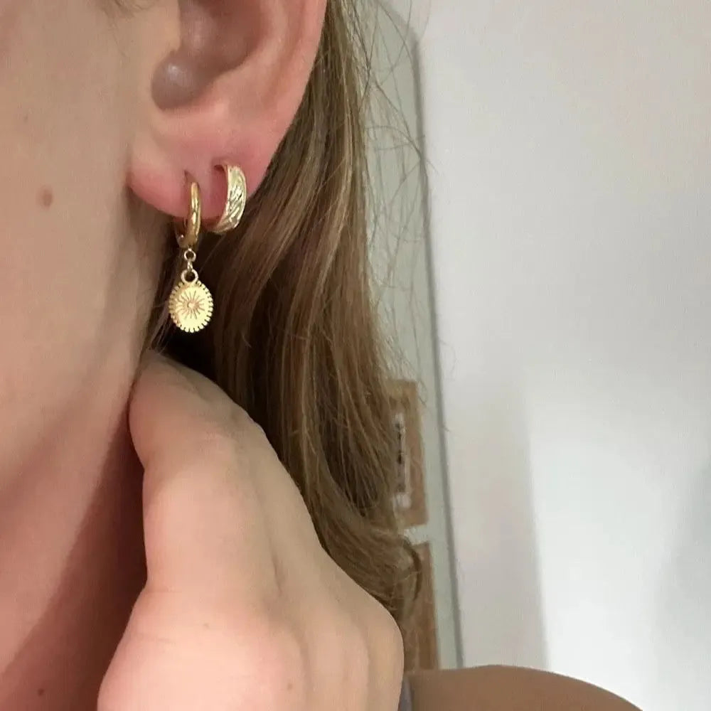 Geometric oval stainless steel ear button earrings with ellipse design in colour XY-EH005