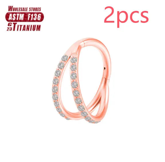 Titanium alloy fork nose ring in silver colour with diamond treatment and fork closure mechanism