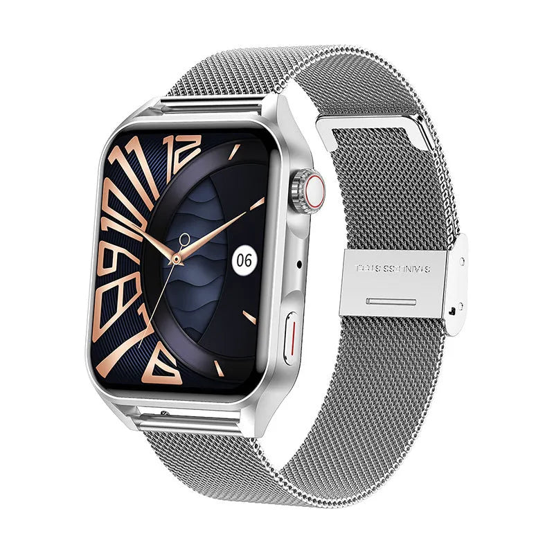 HD AMOLED smart watch with NFC on silicone strap showing multi-dial display