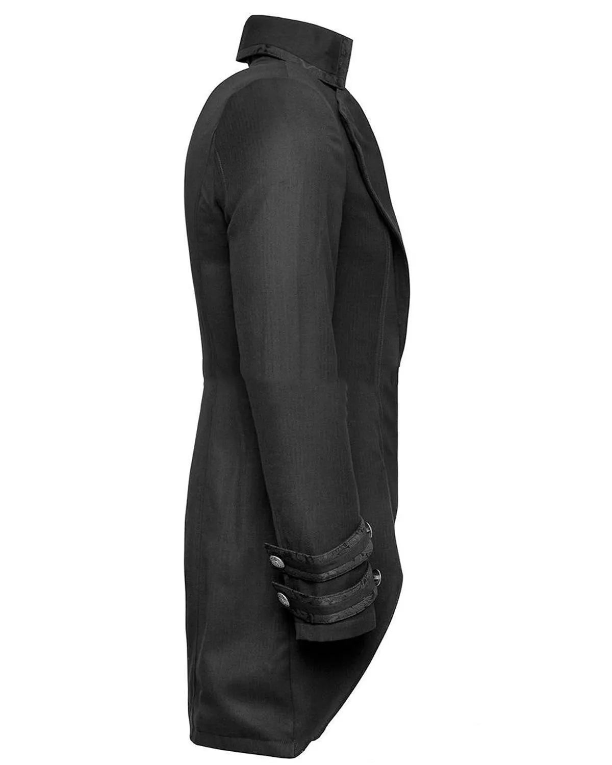 Black Victorian morning gown cosplay jacket with chemical fibre blend construction