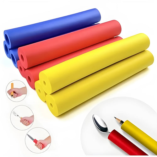 Pack of black rubber auxiliary grip hoses for utensil and pen handles, showing inner diameter sizes.