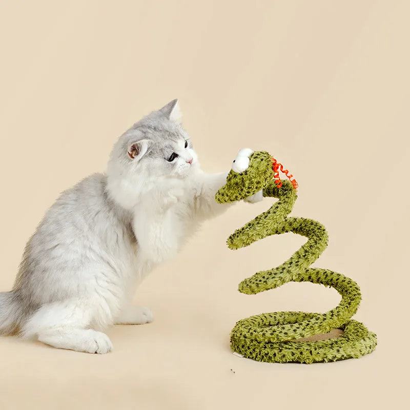 Green cat teasing stick with feather toy on a 140 cm long pole for interactive play.