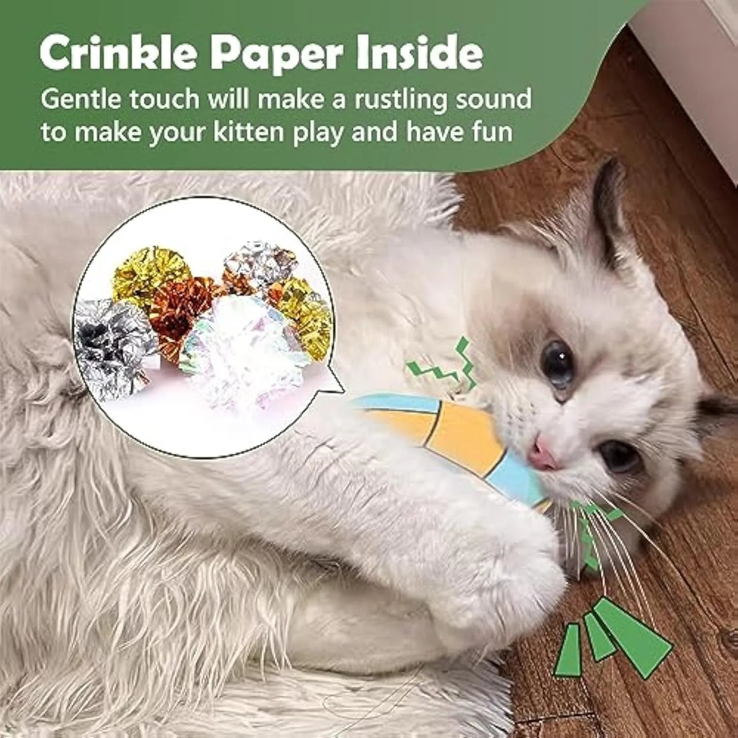 Plush disc cat toy with sports ball pattern containing catnip and crinkle layer