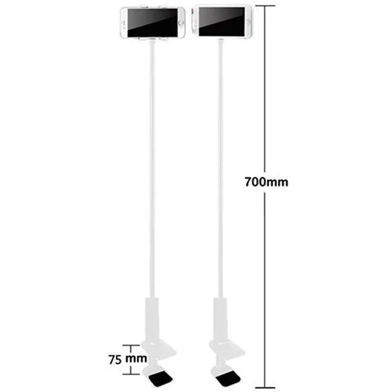 Black flexible gooseneck mount holder with suction base gripping a mobile phone