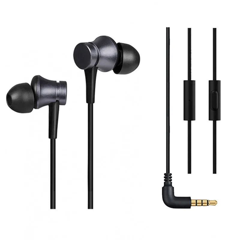 Piston wired in-ear headphones with 3.5mm gold-plated plug in black, blue, or red colour options