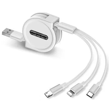 3 in 1 telescopic charging cable extended to 120cm with titanium connectors