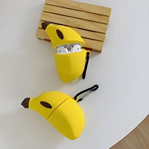 Yellow banana-themed silicone protective case for AirPods Pro wireless Bluetooth headphones