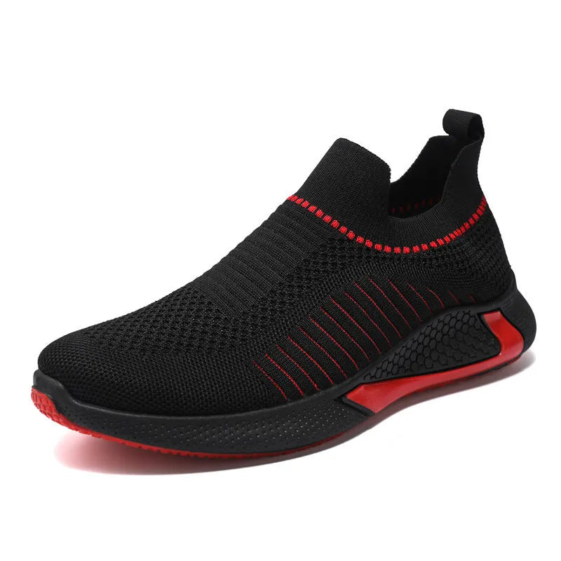 Men's mesh sock shoes with striped design in slip-on sneaker style