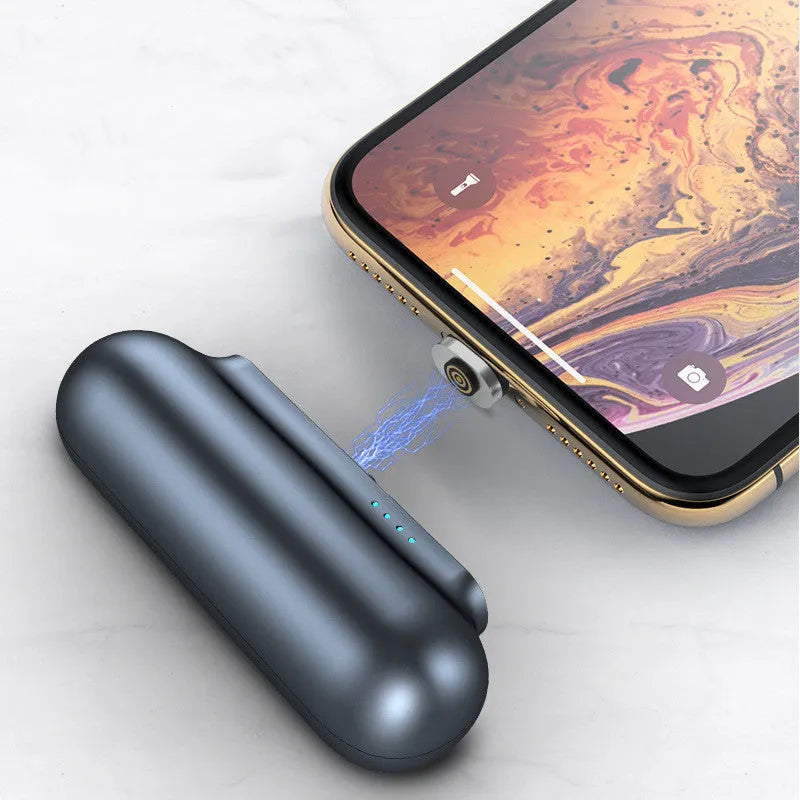 Smart Magnetic Mini Power Bank 2600mAh plastic shell black colour compact portable charger
