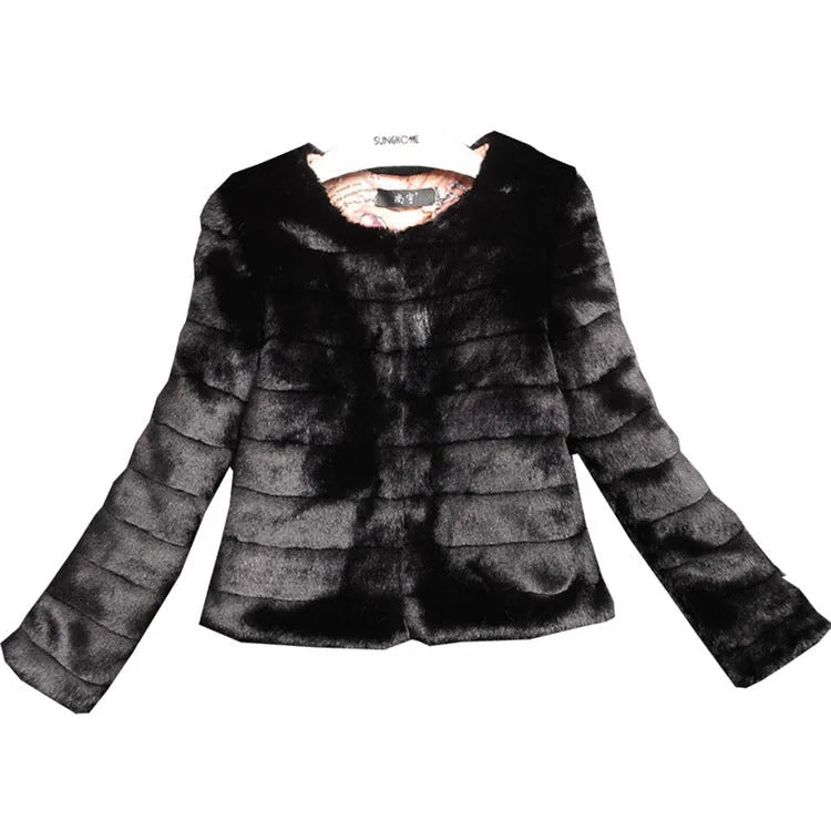 Women's faux fur top with regular sleeves in beige colour showing textured fabric