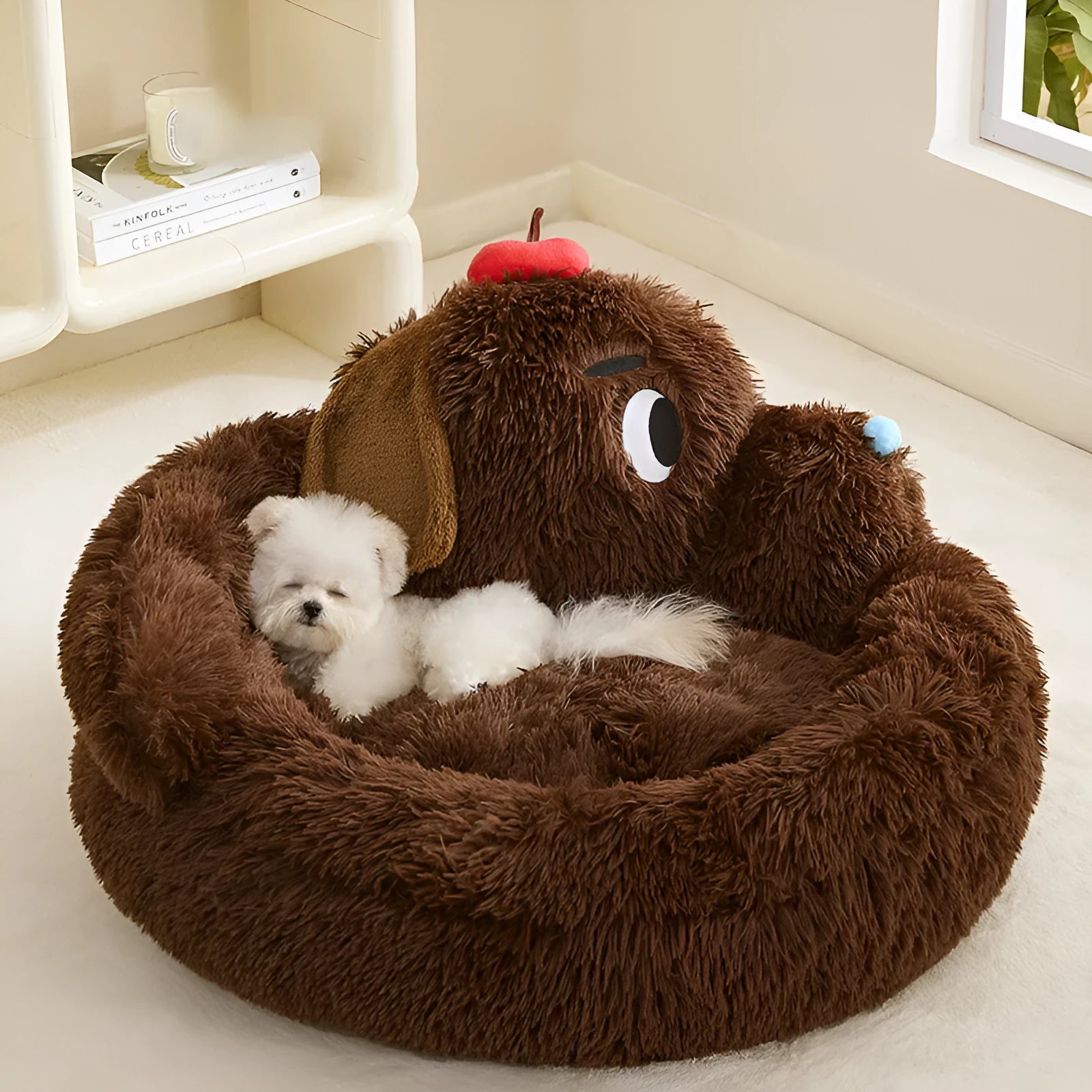 Plush sofa bed for small dogs and cats in warm fabric with size M and L options for pets up to 5kg and 10kg