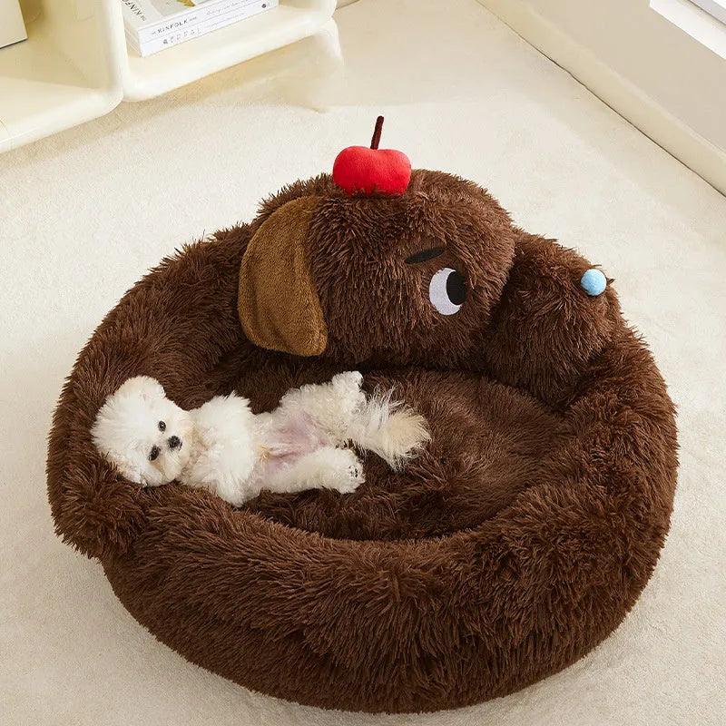 Plush sofa bed for small dogs and cats in warm fabric with size M and L options for pets up to 5kg and 10kg