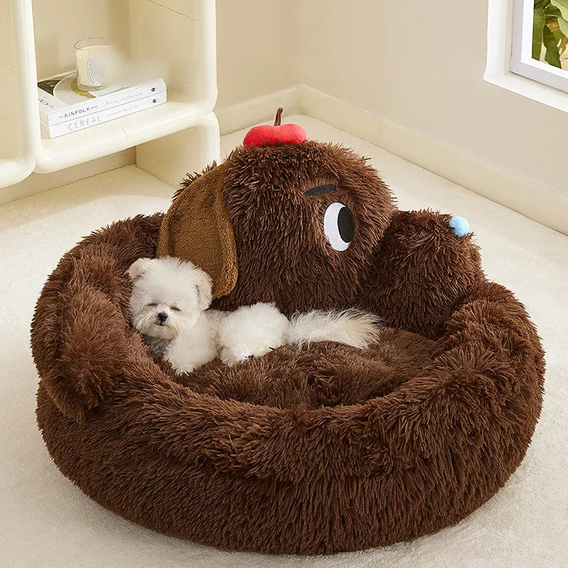 Plush sofa bed for small dogs and cats in warm fabric with size M and L options for pets up to 5kg and 10kg