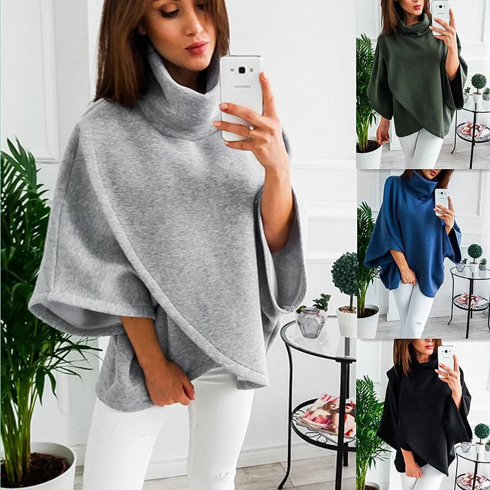 Women's long black cardigan sweatshirt with batwing sleeves and stitching detail, shown as a faux two-piece.