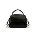 Women's genuine leather crossbody tote bag in apricot colour showing internal compartments and shoulder straps.
