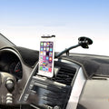 Black vehicle-mounted tablet bracket with long-rod suction cup and lifting mechanism for 4-12 inch devices