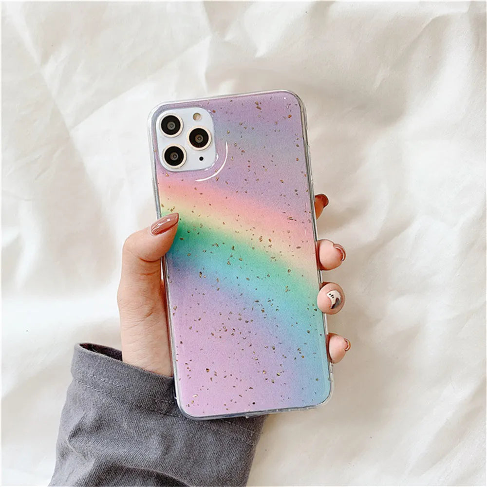 Rainbow gradient stripe design TPU protective case for iPhone models