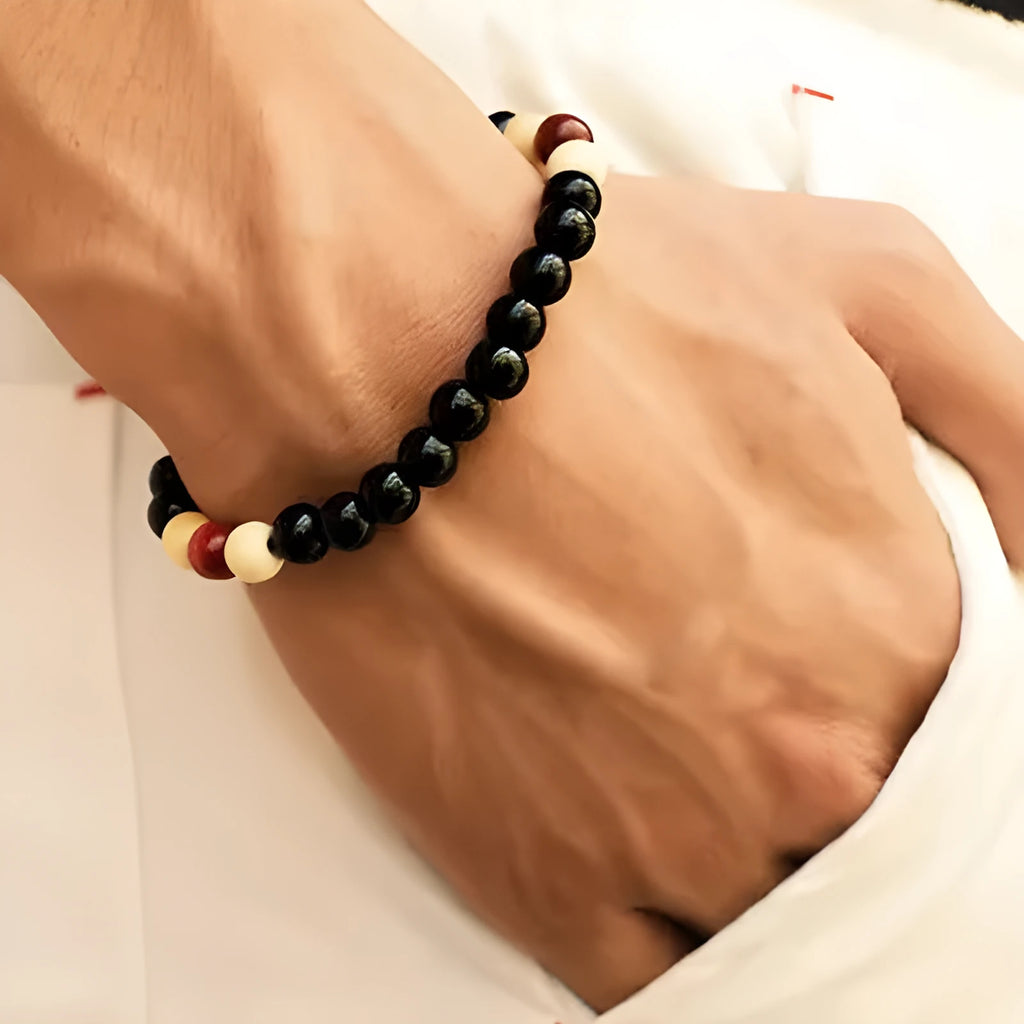 Natural stone bead bracelet in ethnic style with 18cm length for men and women